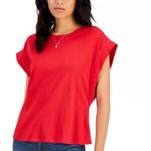 New- Zara Bright Red Crewneck Cap Sleeve Muscle Tee – Women’s Small